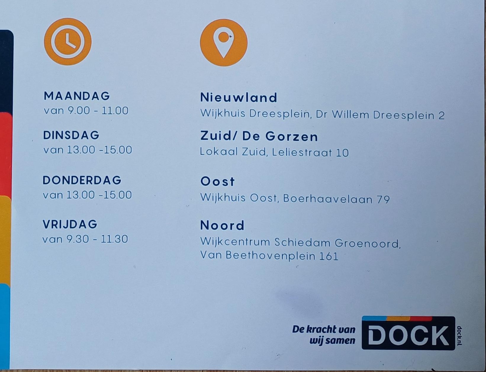 Dagen en tijden van de wijkinloop